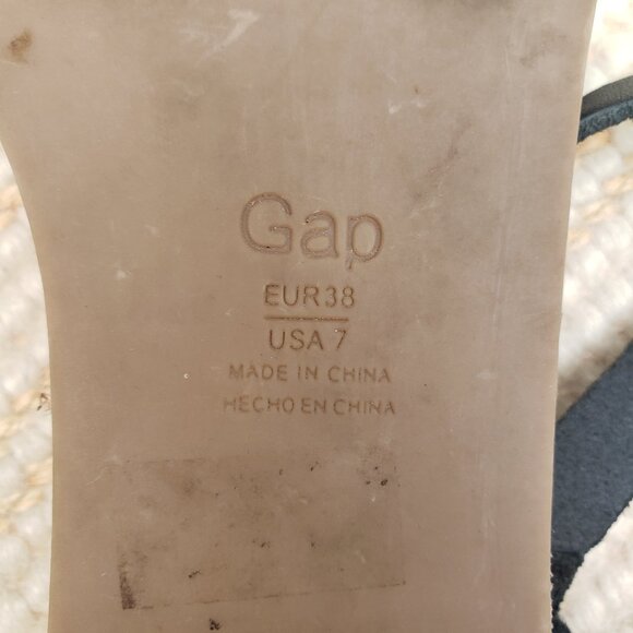 GAP black leather ankle strap flat sandals - size 7 - Picture 6 of 6